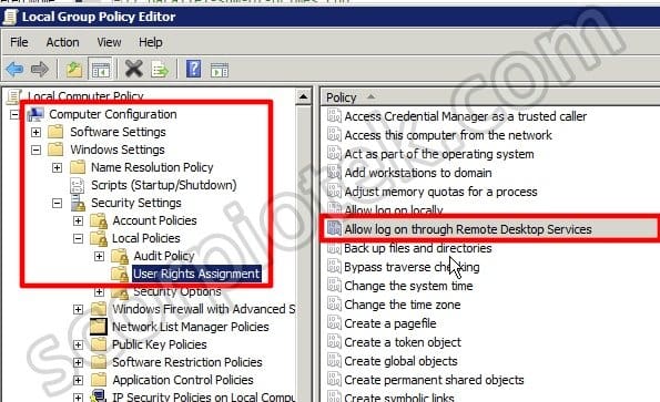 How to grant ‘Allow log on through Terminal Services Right’